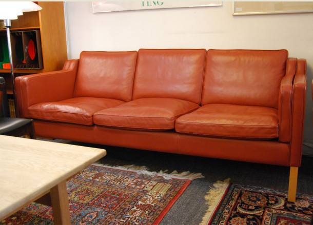 Danish leather three seat sofa 38D057 - SOLD - Danish Vintage Modern